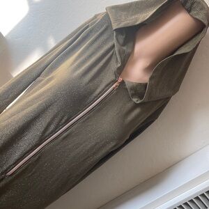 Fenty x Savage Women's Hooded Jumpsuit Olive Green Metallic Glitter Size Large